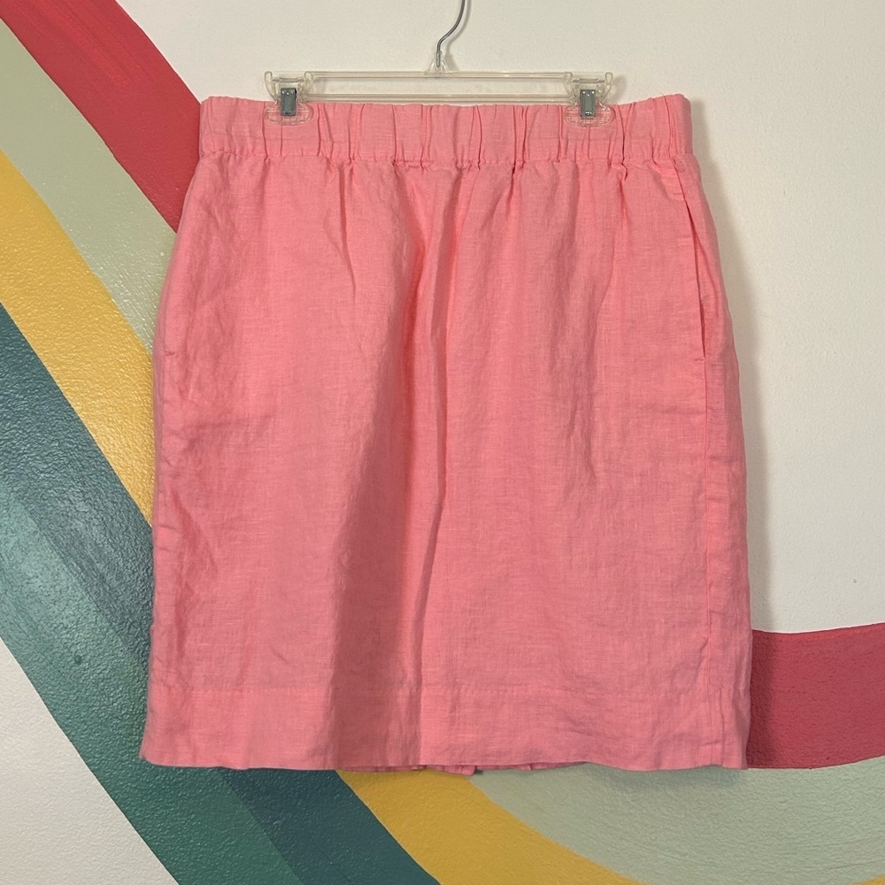 J. Crew Pink Linen Blend Elastic Waist Skirt